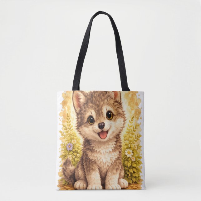 Cute Puppy Dog Tote Bag Kawaii Animal Gift (Frente)