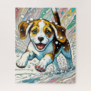 Cute Puppy no Quebra-cabeça de peça Snow 500