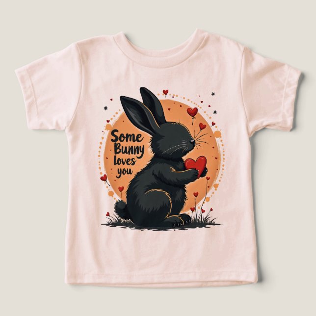 Cute Rabbit Holding Red Heart Some Bunny Loves You (Design frontal)