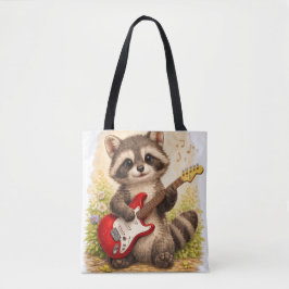 Cute Raccoon Guitar Tote Bag Kawaii Animal
