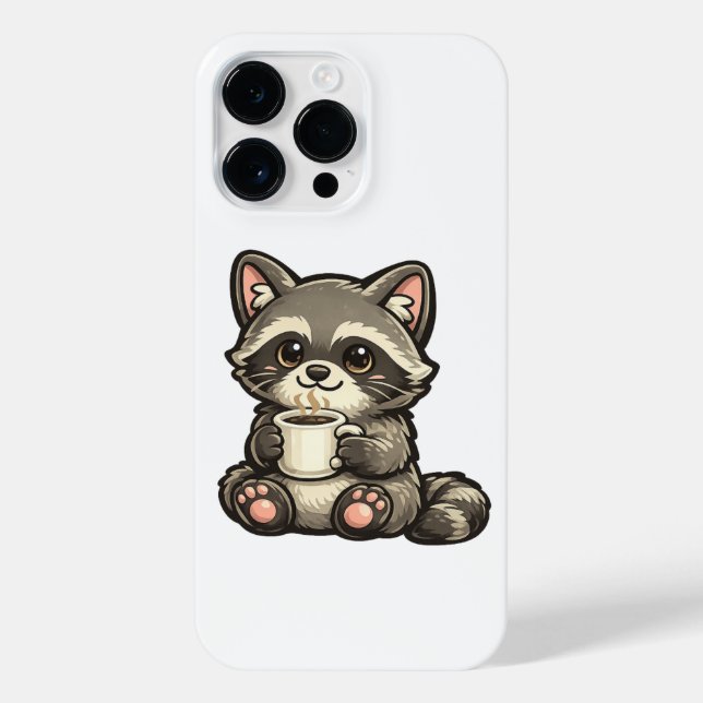 Cute Raccoon with Coffee – Cozy Kawaii Animal (Verso)