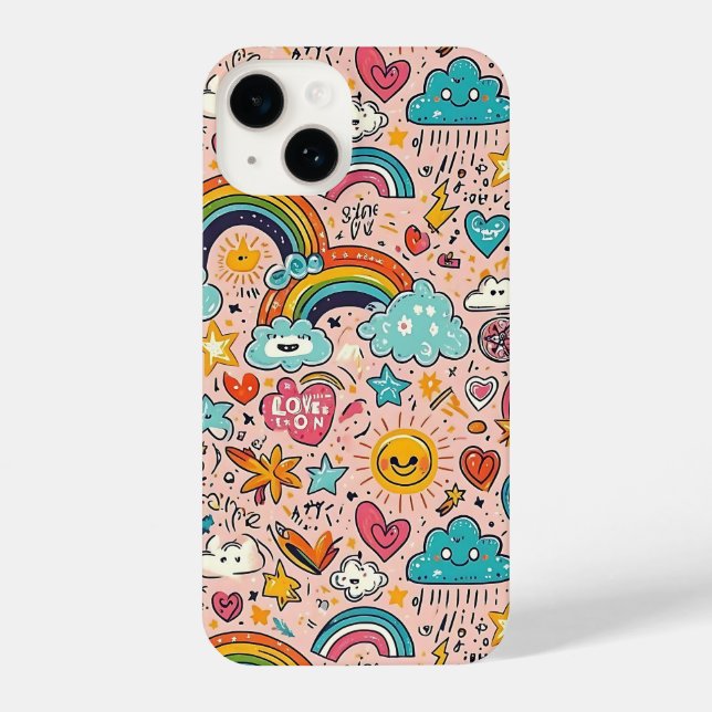 Cute Rainbow Doodle Pattern (Verso)