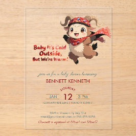 Cute Ram Winter Baby Shower Invitation