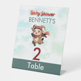 Cute Ram Winter Baby Shower Table Number