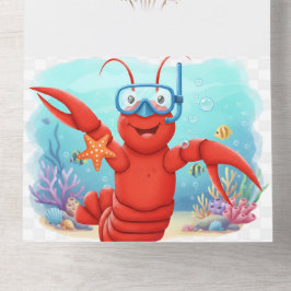 Cute Red Lobster Under the Sea Birthday Invitation