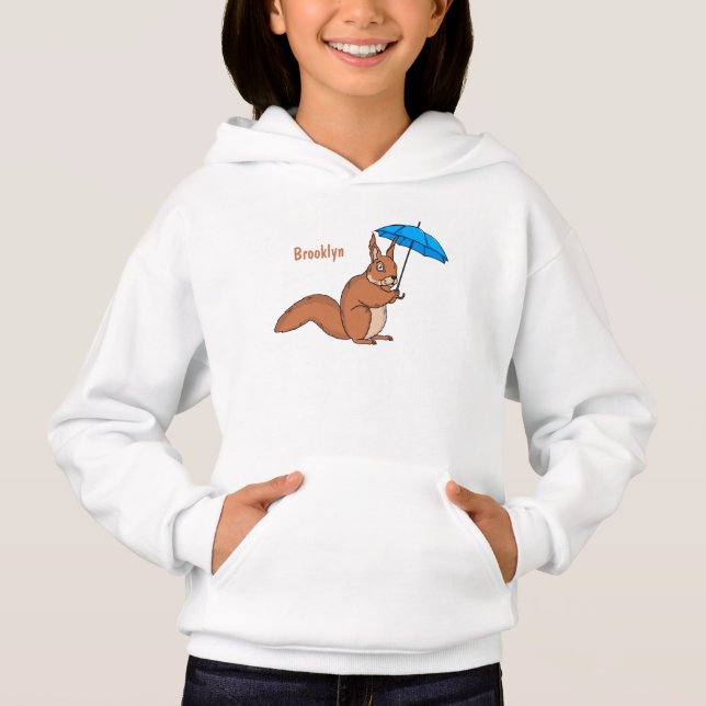 Cute red squirrel with umbrella cartoon  (Frente)