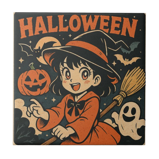 Cute retro Japanese cartoon Halloween (Frente)