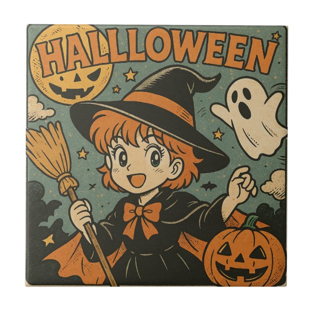 Cute retro Japanese cartoon Halloween (Frente)