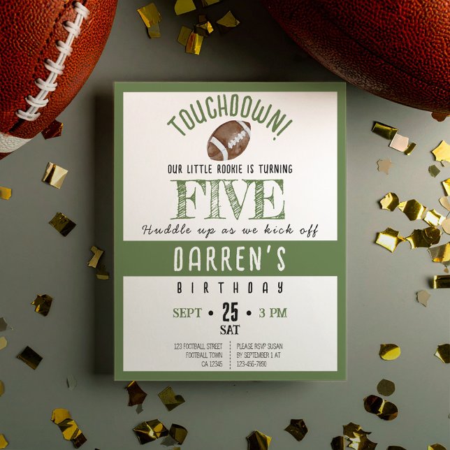 Cute Rookie Football Budget Birthday Convide (Criador carregado)