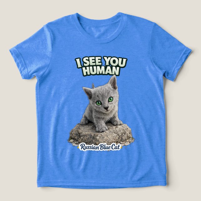 Cute Russian Blue Kitten – Funny Quote (Design frontal)