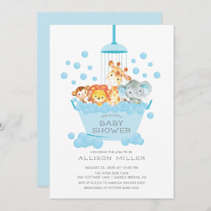 Cute Safari Animal Chá Boys Convite Para Bebê