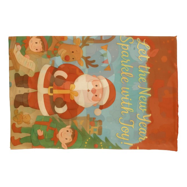 Cute Santa & Elves New Year Holiday Card (Frente)