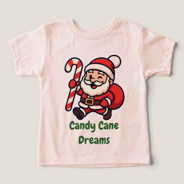 Cute Santa Holding Candy Cane (Design frontal)
