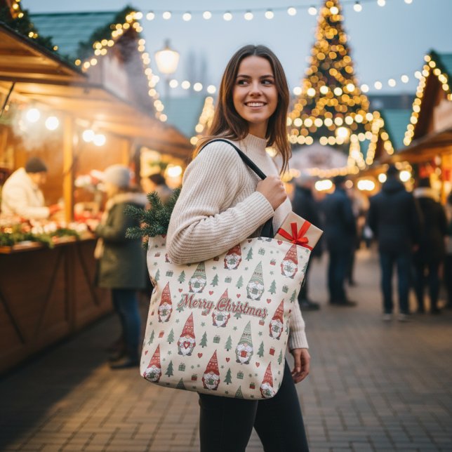 Cute Scandinavian Christmas Gnome Tote Bag (Criador carregado)