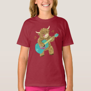 Cute Scottish Highland Cow Joga Camisa De Violão
