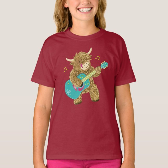 Cute Scottish Highland Cow Joga Camisa De Violão (Frente)