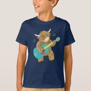 Cute Scottish Highland Cow Joga Camisa De Violão