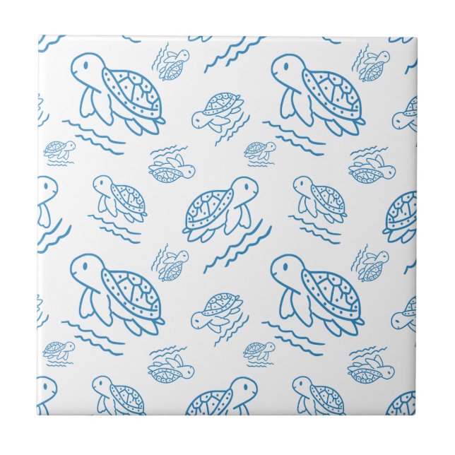 Cute Sea Turtle Nautical Doodle Pattern (Frente)