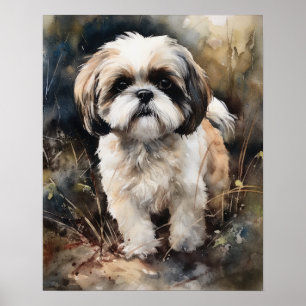 Cute Shih Tzu Dog Art Impressão