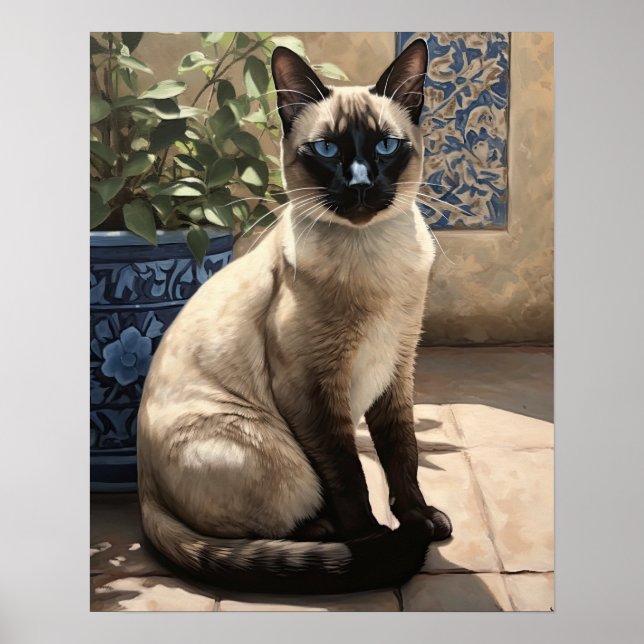 Cute Siamese Cat Art Print Poster (Frente)