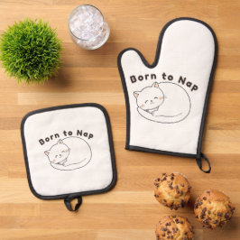 Cute Sleepy Cat “Born to Nap” Line Art Design