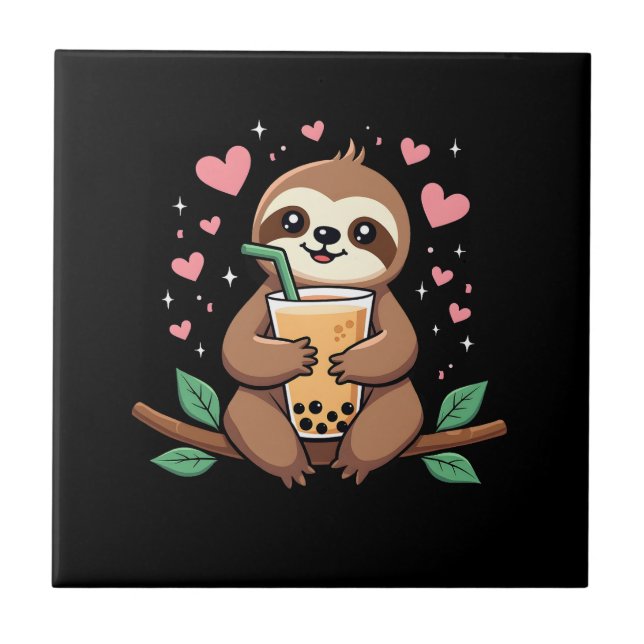 Cute Sloth Boba Bubble Milk Tea Kawaii Women Girls (Frente)