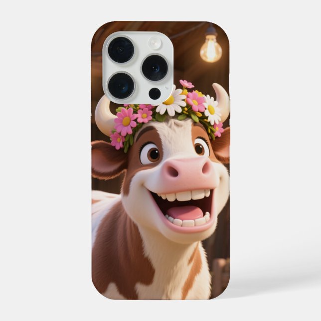 Cute Smiling Cow with Flower Crown Aesthetic (Verso)