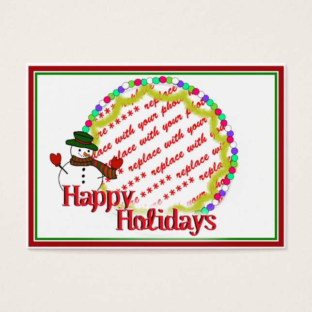 Cute Snowman With Green Hat Photo Frame (Frente)
