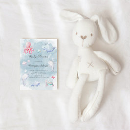 Cute sob o convite para Chás de fraldas de Aquarel