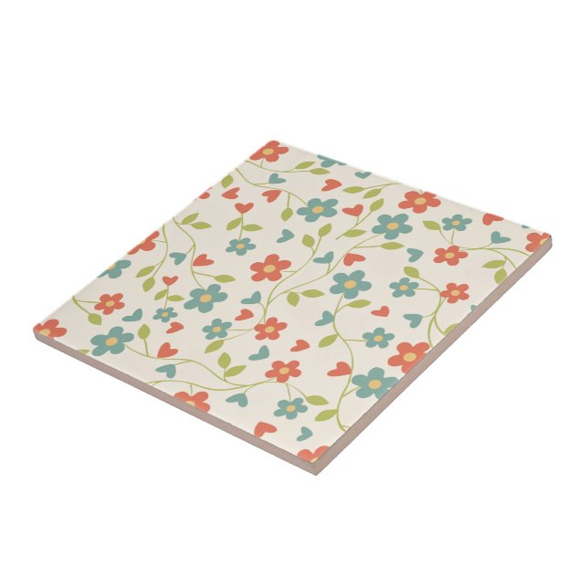 Cute Spring Flowers Ceramic Tile (Lateral)