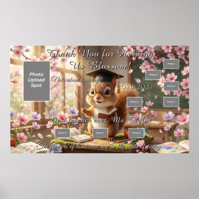 Cute Squirrel Teacher Appreciation Poster (Frente)