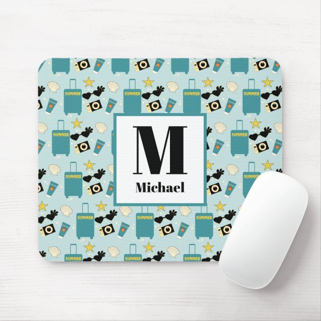 Cute Summer Vacation Elements Mousepad (Com mouse)