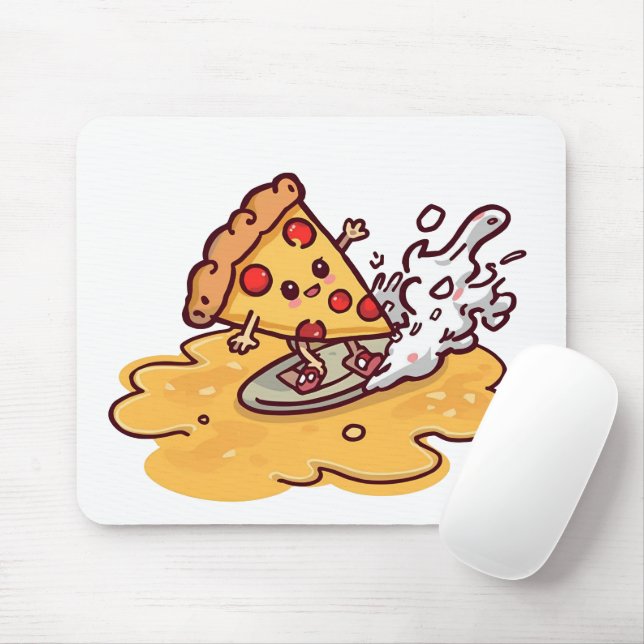 Cute Surfing Pizza Slice Mousepad  (Com mouse)
