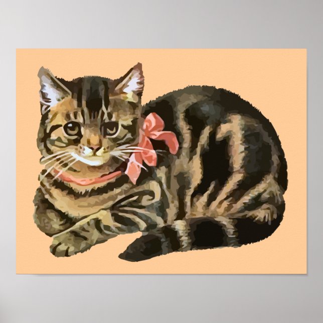 Cute Tabby Calico Cat / Kitten Poster (Frente)