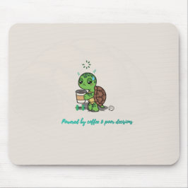 Cute Tartaruga Amante de Café Mouse Pad