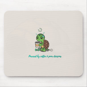 Cute Tartaruga Amante de Café Mouse Pad
