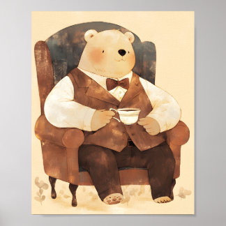 Cute Teddy Bear Poster | Baby Boy Nursery Print
