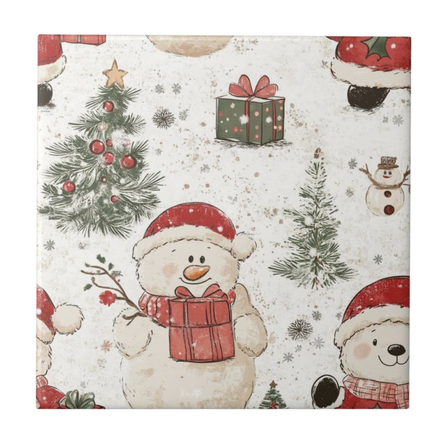 Cute Teddy Bear & Santa on White (2) (Frente)