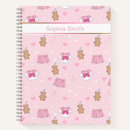 Cute Teddy Bears and Hearts Notebook