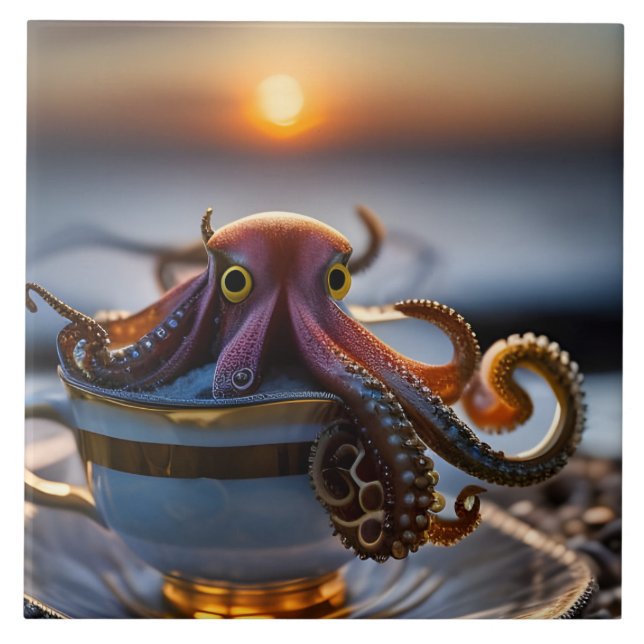  Cute tiny octopus in a teacup at sunrise (Frente)