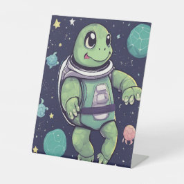 Cute Turtle Astronaut Space Party Display Stand