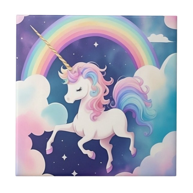 Cute Unicorn Night Sky Rainbow (Frente)