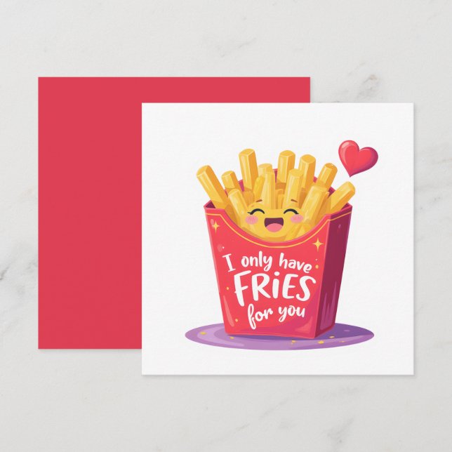 Cute Valentine French Fries Pun (Frente/Verso)