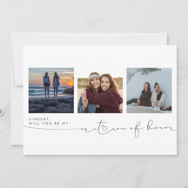Cute Você Será Minha Matriz de Honra Três Fotos (Frente)