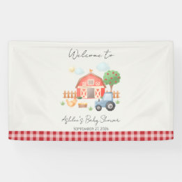 Cute Watercolor Barn Farm Animals Baby Shower