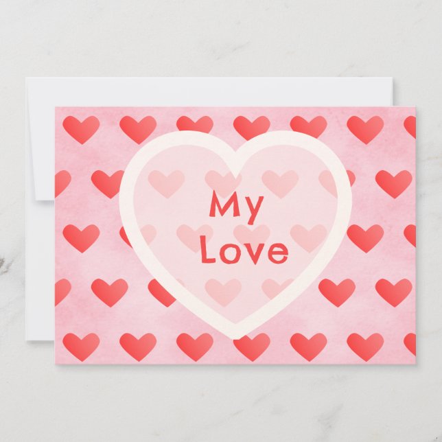Cute Watercolor Heart Valentine Card (Frente)