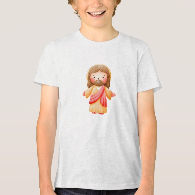 Cute Watercolor Jesus Christ Sacred Heart Illustra (Frente)