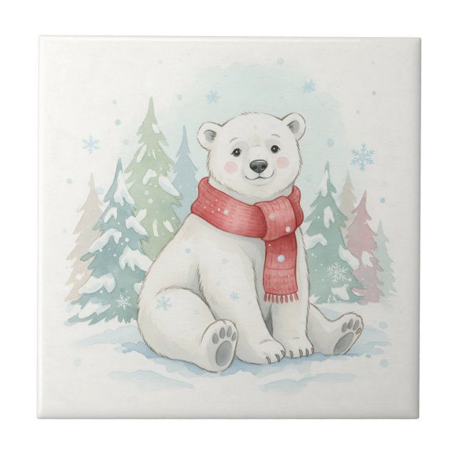 Cute Watercolor Polar Bear Winter  (Frente)
