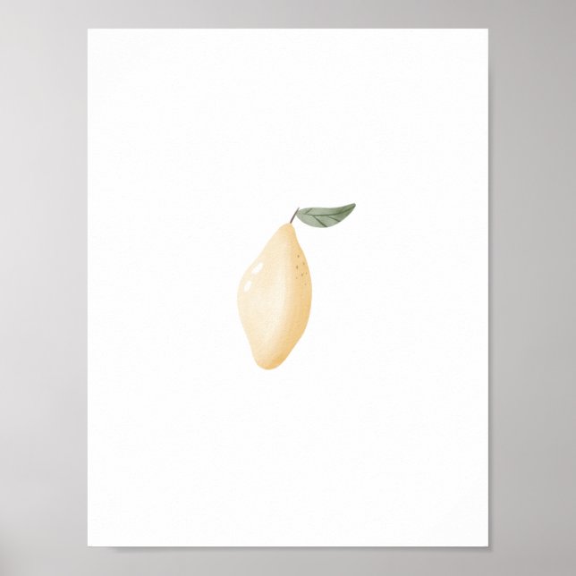 Cute Watercolour Yellow Lemon Fruit Nursery Poster (Frente)