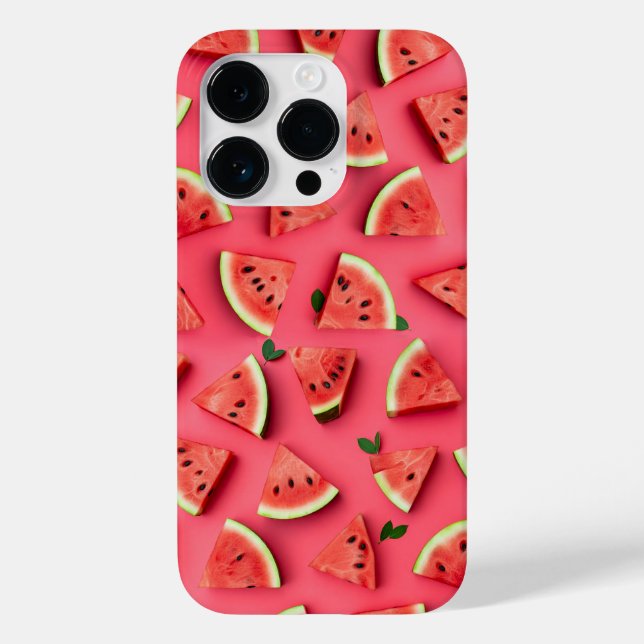 Cute Watermelon Fruit Pattern Pink iPhone Case (Verso)